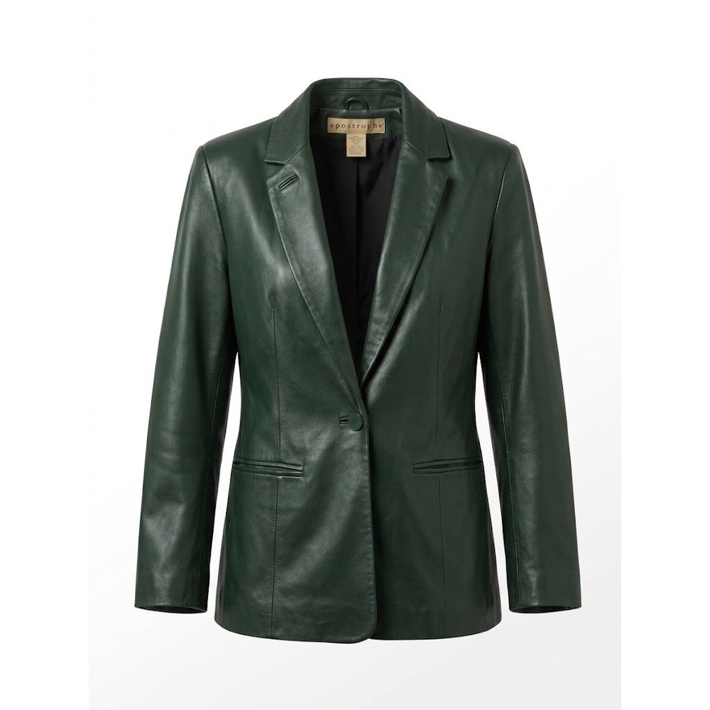 Apostrophe Leather Blazer Womens 6 Black Vintage Y2K Dark Academia Office Siren